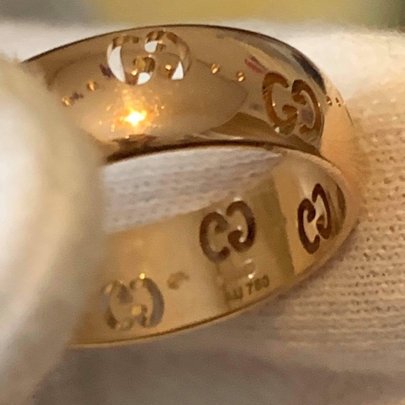 GUCCI GG 18KT GOLD RING STAMPED AU 750 SIZE 7 US - Picture 3 of 8